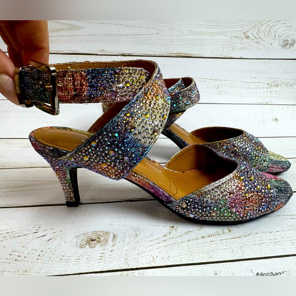 J RENEE SONCINO - Pastel Rhinestone strappy heels 6.5